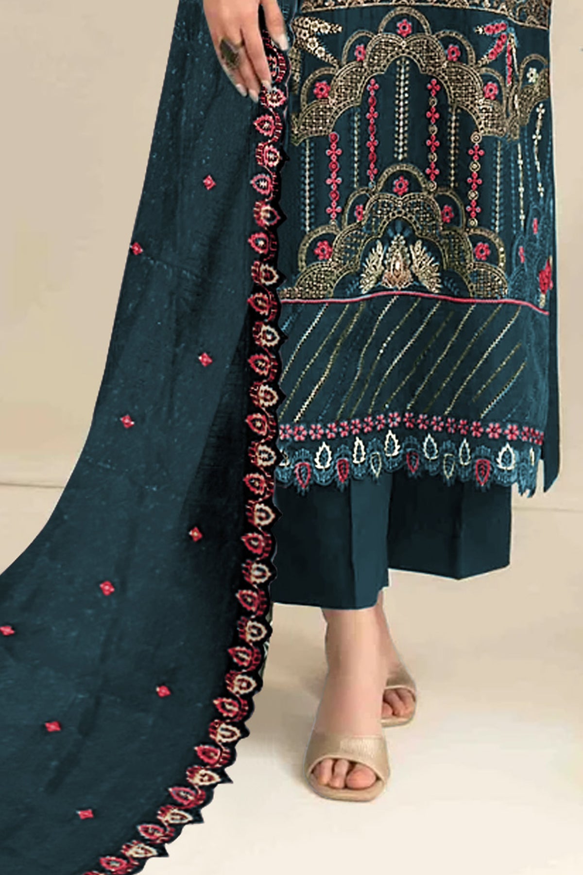 SHAFNUFAB Women's Georgette Ethnic Wear for WomenSemi Stitched sarara Suit Pakistani Suit SF311438