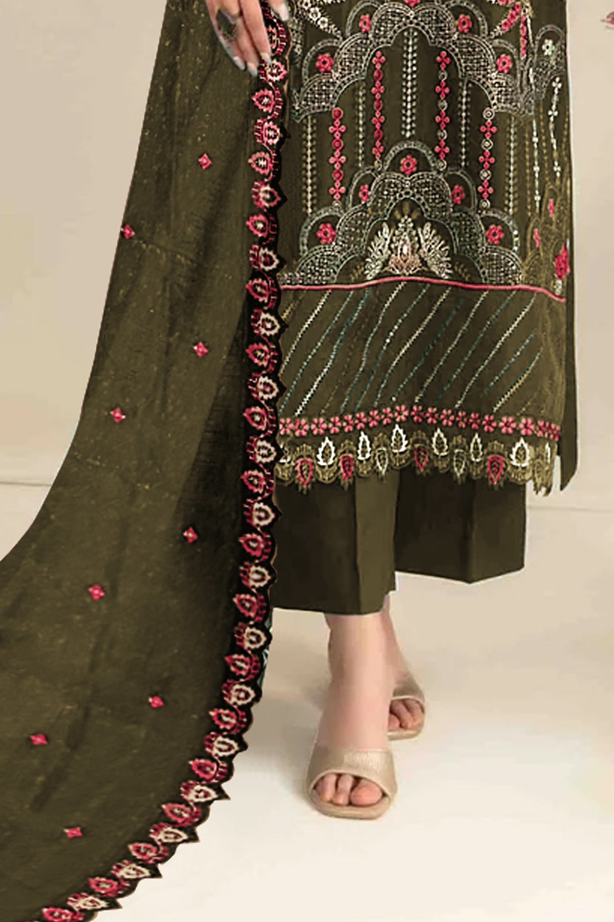 SHAFNUFAB Women's Georgette Ethnic Wear for WomenSemi Stitched sarara Suit Pakistani Suit SF311439
