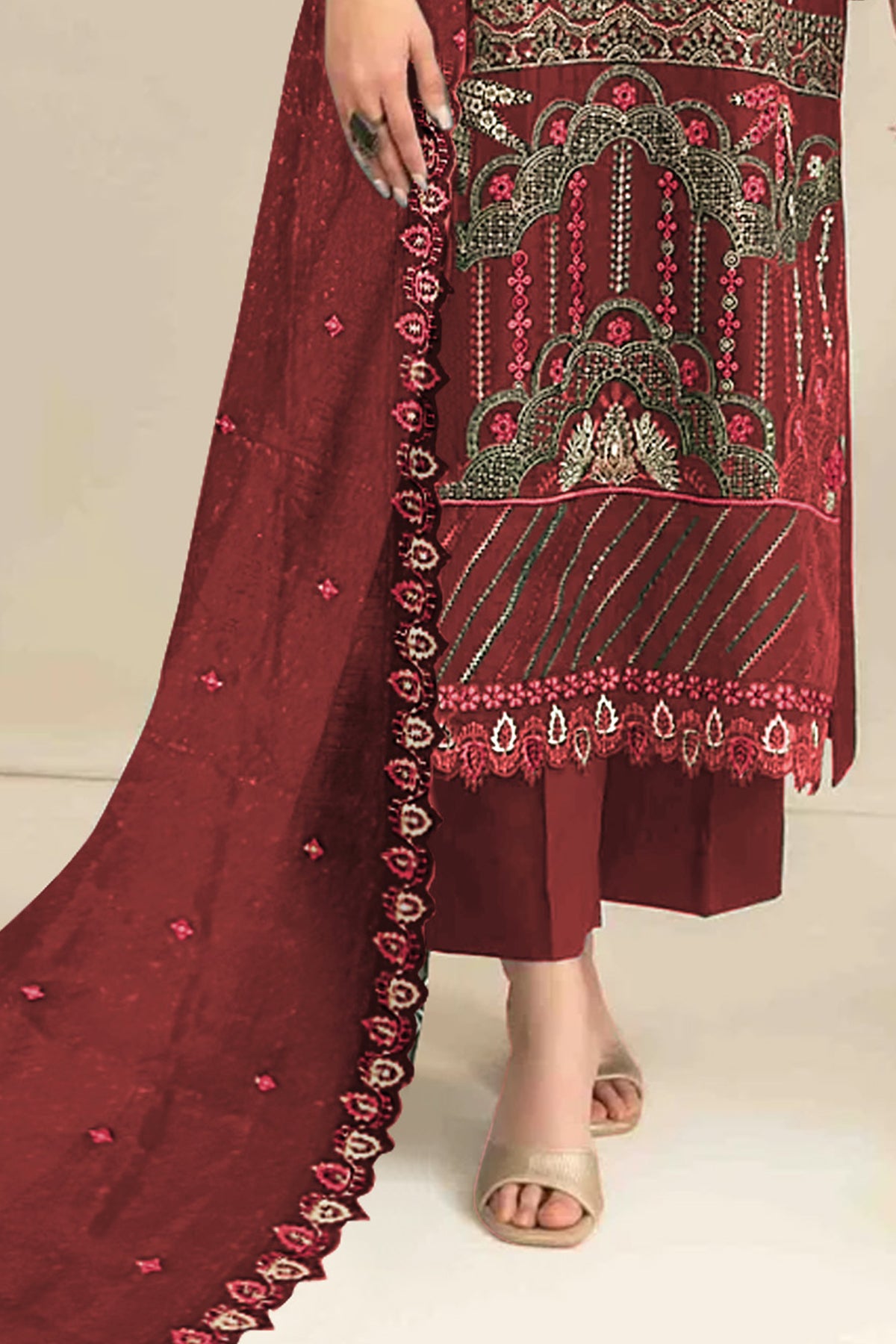 SHAFNUFAB Women's Georgette Ethnic Wear for WomenSemi Stitched sarara Suit Pakistani Suit SF311440