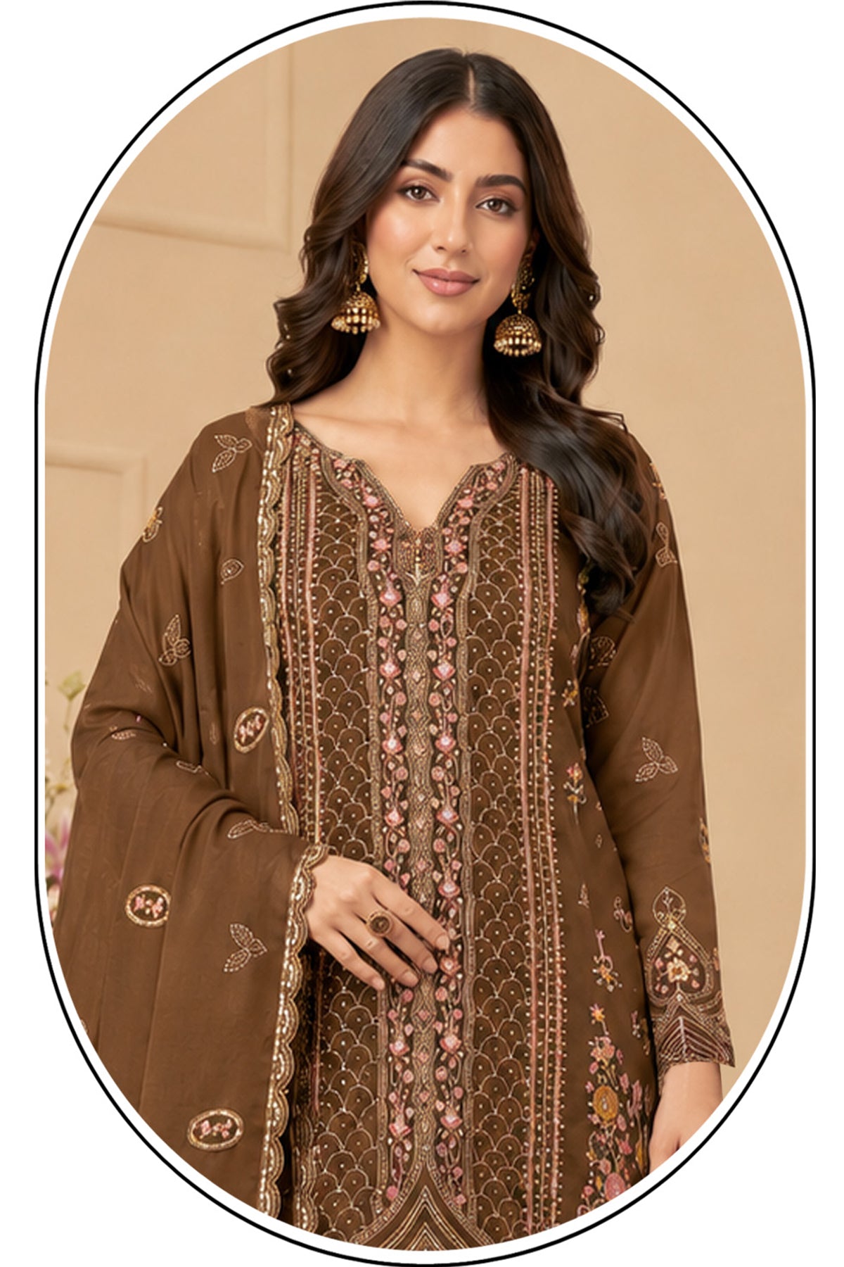 SHAFNUFAB Women's Georgette Ethnic Wear for WomenSemi Stitched sarara Suit Pakistani Suit SF311535
