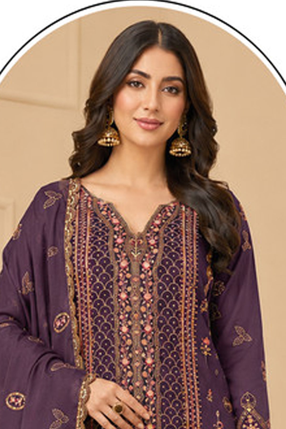 SHAFNUFAB Women's Georgette Ethnic Wear for WomenSemi Stitched sarara Suit Pakistani Suit SF311536