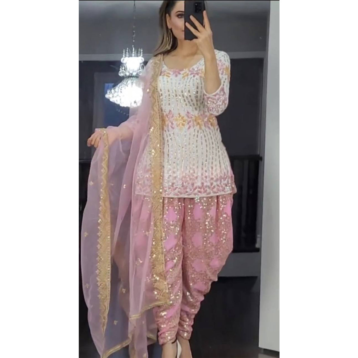 SHAFNUFAB Women's Georgette Ethnic Wear for Women Stitched Dhoti