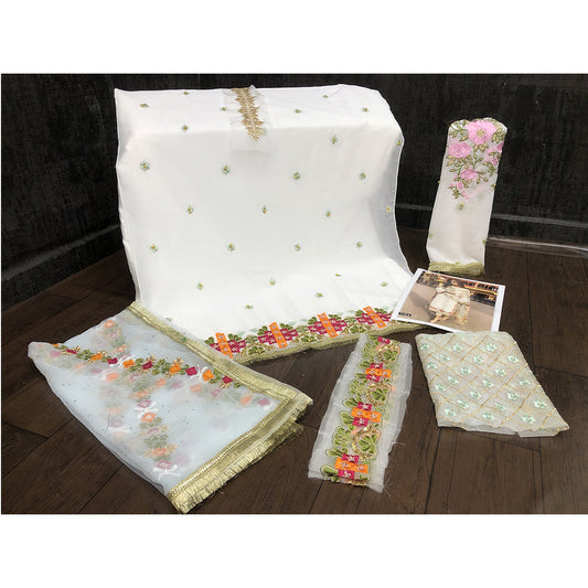 Shafnufab White Straight Cut Salwar Kameez