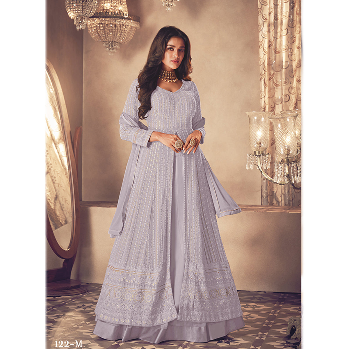 Shafnufab Designer Party Wear Fox Georgette Suit - Light Purple