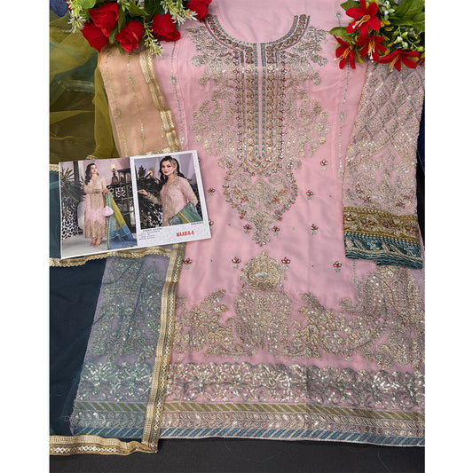 Shafnufab Pink Pakistani Salwar Kameez Ready to wear Designer Straight Suits