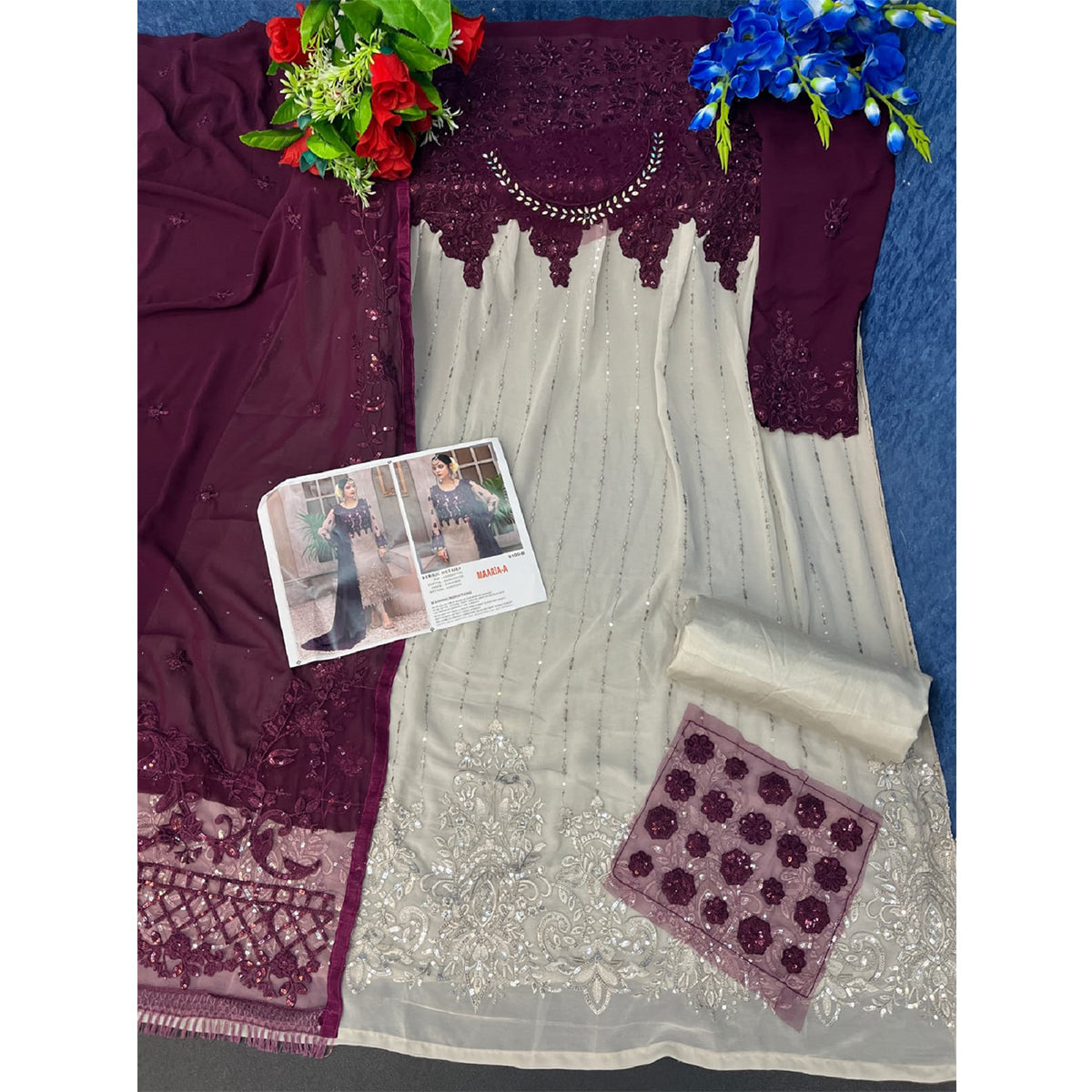 Shafnufab Women's Georgette Wear Pakistani Salwar Kameez In Purple