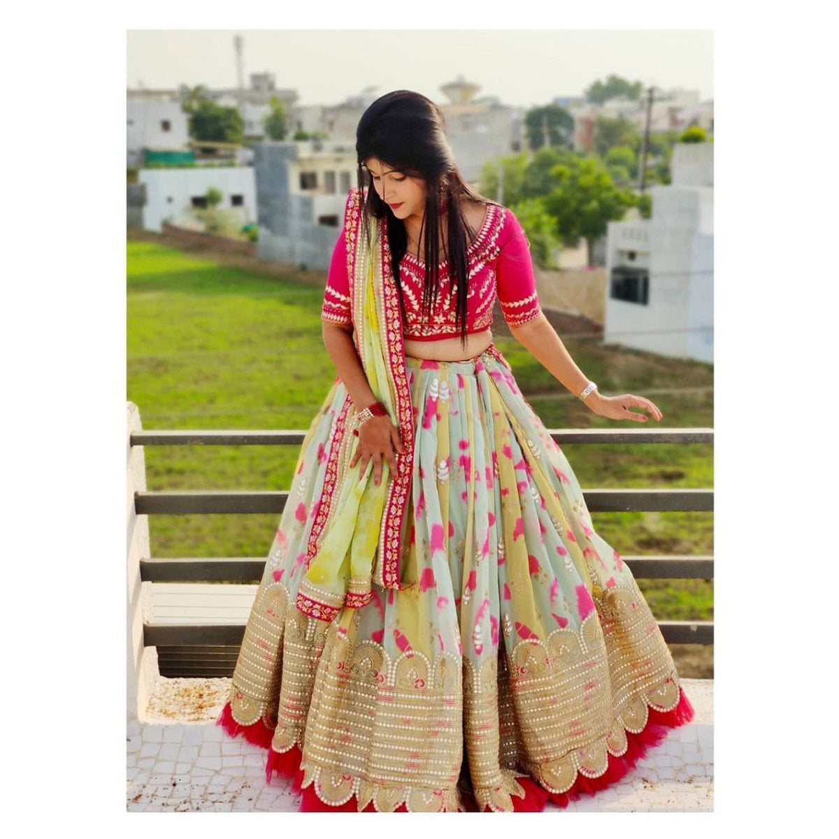 Shafnufab Women's American silk Lehenga Choli In multiclour Colour