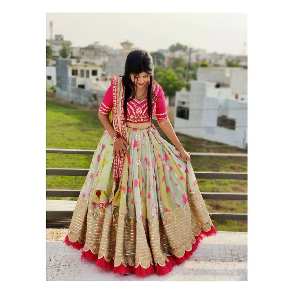 Shafnufab Women's American silk Lehenga Choli In multiclour Colour