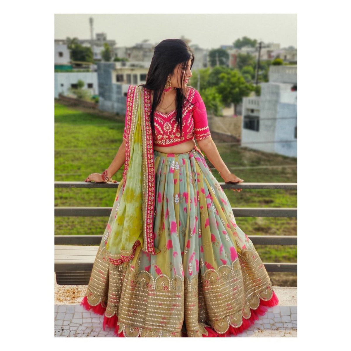 Shafnufab Women's American silk Lehenga Choli In multiclour Colour
