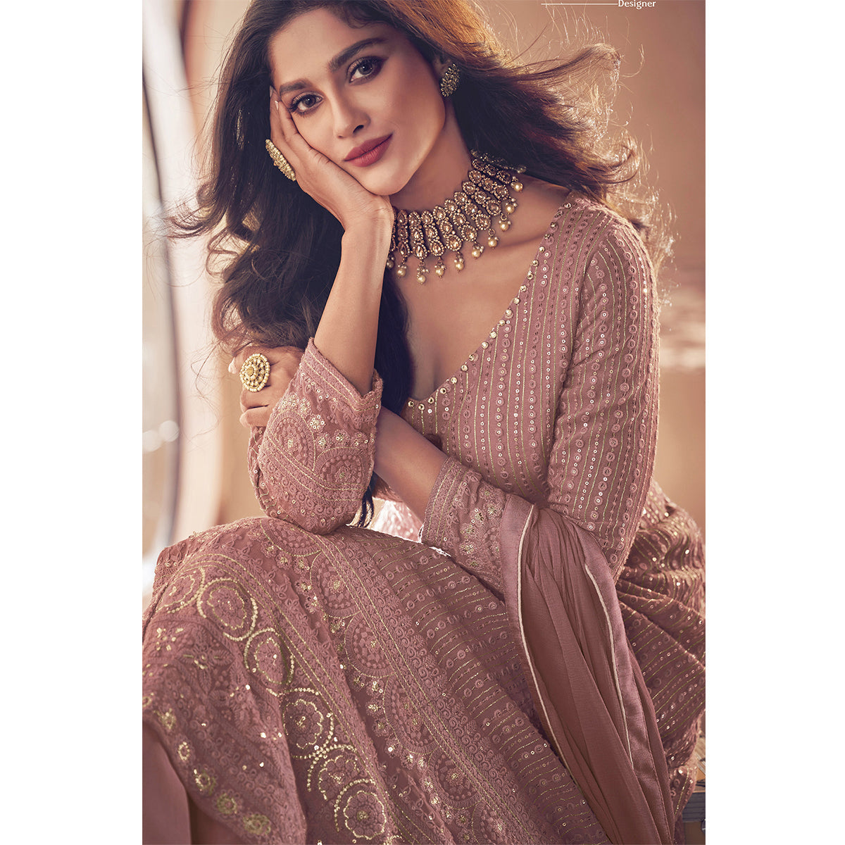 Shafnufab Pink Color Georgette Fabric Fancy Wear Designer Anarkali Suit