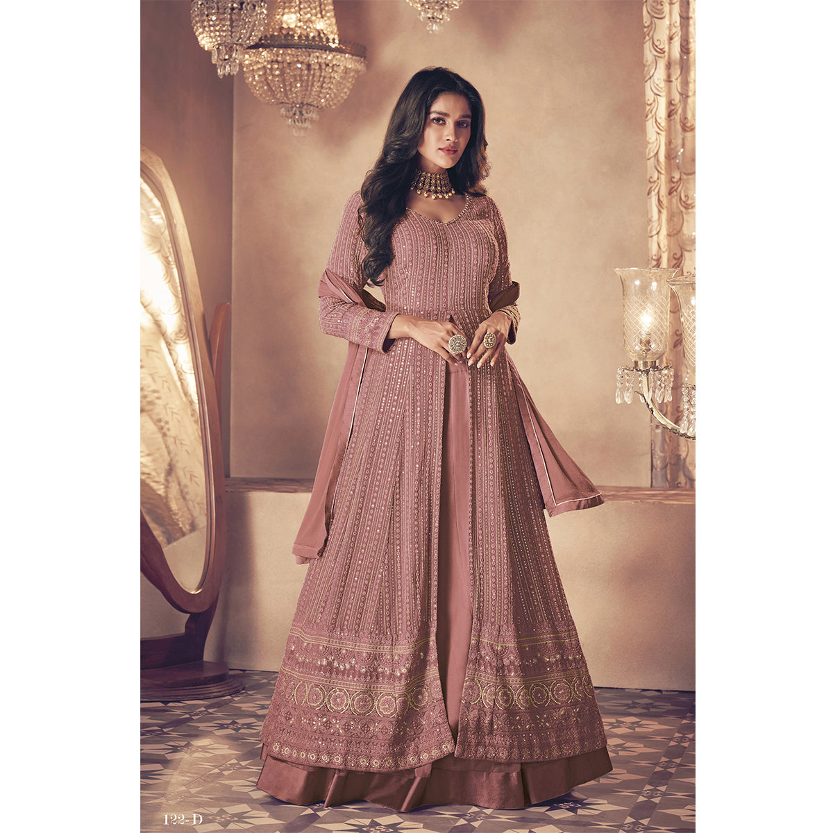 Shafnufab Pink Color Georgette Fabric Fancy Wear Designer Anarkali Suit