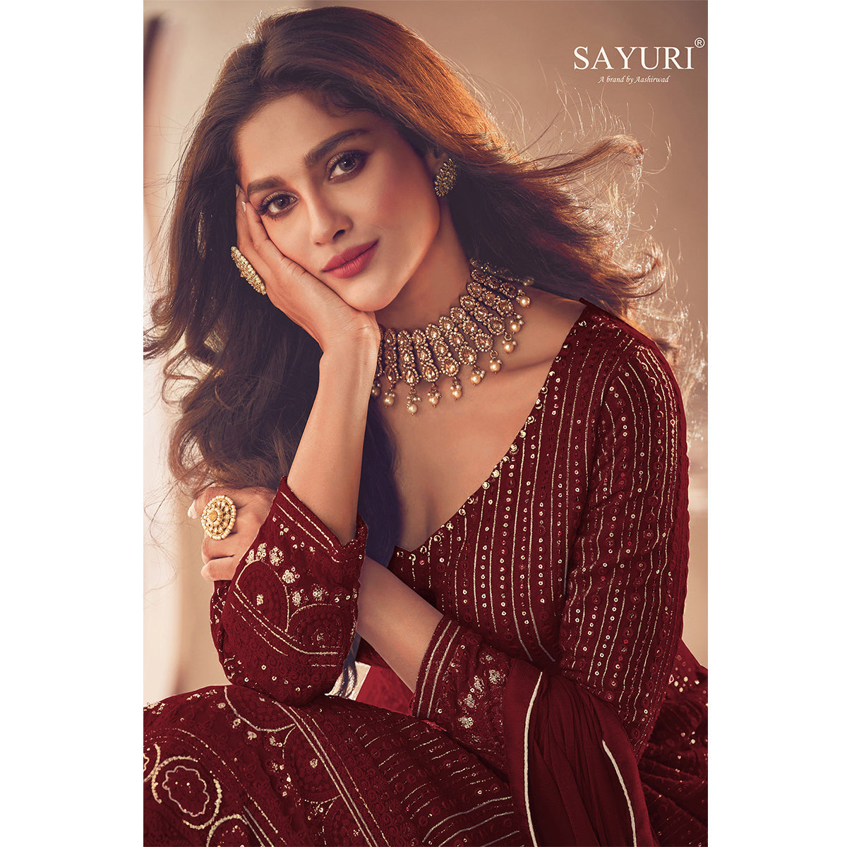 Shafnufab Georgette Fabric Maroon Color Sangeet Wear Sharara Top Lehenga