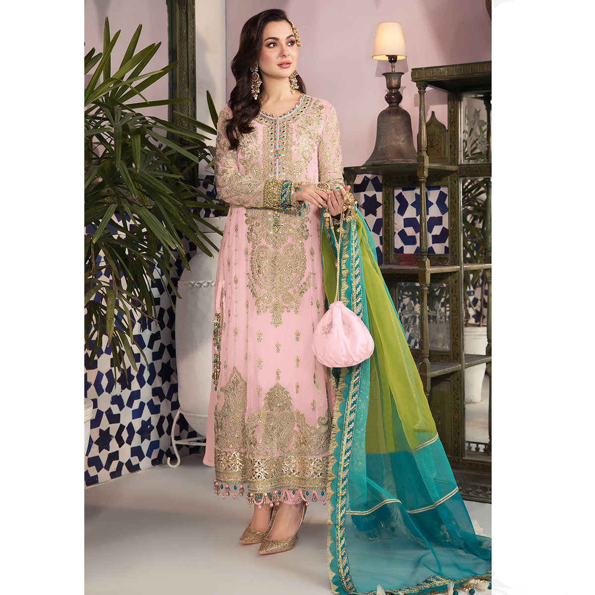 Shafnufab Pink Pakistani Salwar Kameez Ready to wear Designer Straight Suits