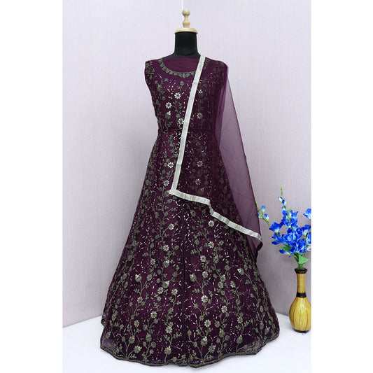 Shafnufab Pakistani Georgette Embroidery Work Maroon Designer Suit