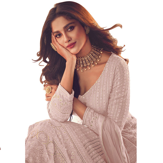 Shafnufab Designer Party Wear Fox Georgette Suit - Peach