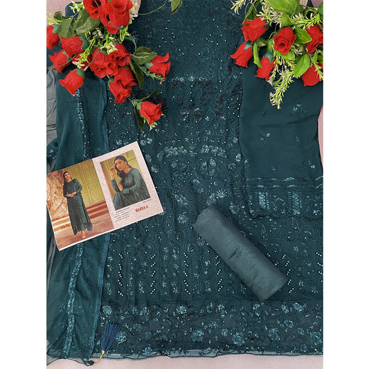 Shafnufab Turquoise Wedding Reception Wear Heavy Embroidery Work Trouser P