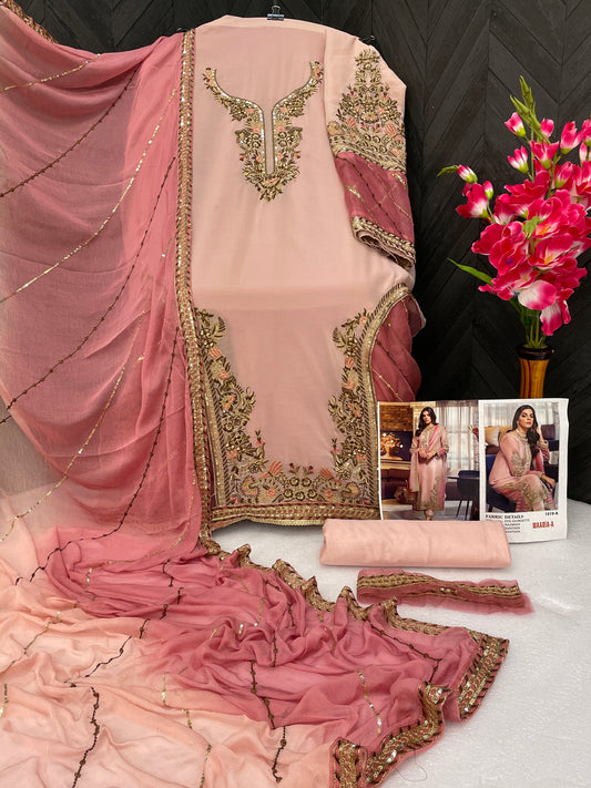 Shafnufab Georgette Pakistani Suit Collection In Light pink Colour