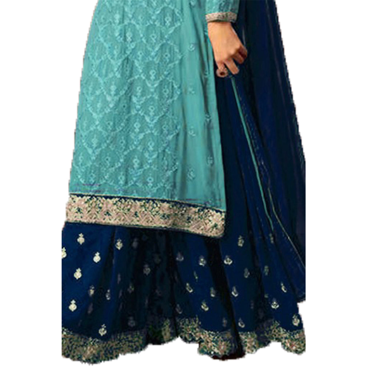 SHAFNUFAB Women's Georgette Ethnic Wear for WomenSemi StitchedSalwarSuit SF20149 Diwali Outfit Bridal Light Blue1 Colour Indian CasualWearSalwarSuit IN Eid