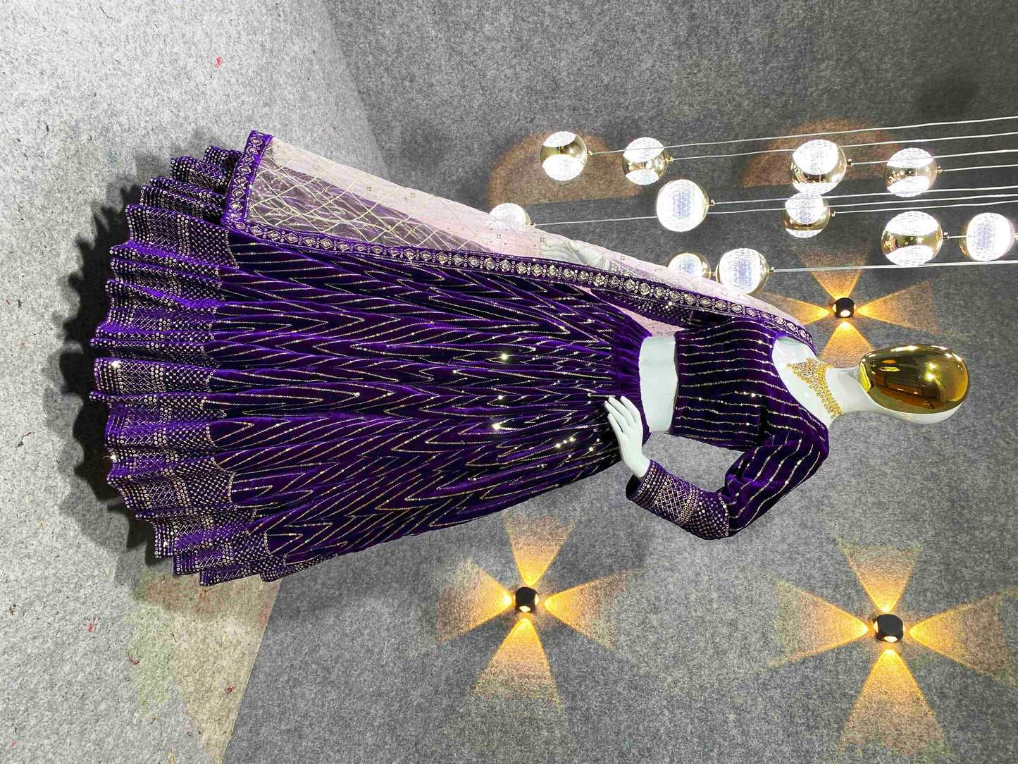 Shafnufab Women's viscose Velvet Semi Stitched Lehenga Choli In Purple Colour SF218172