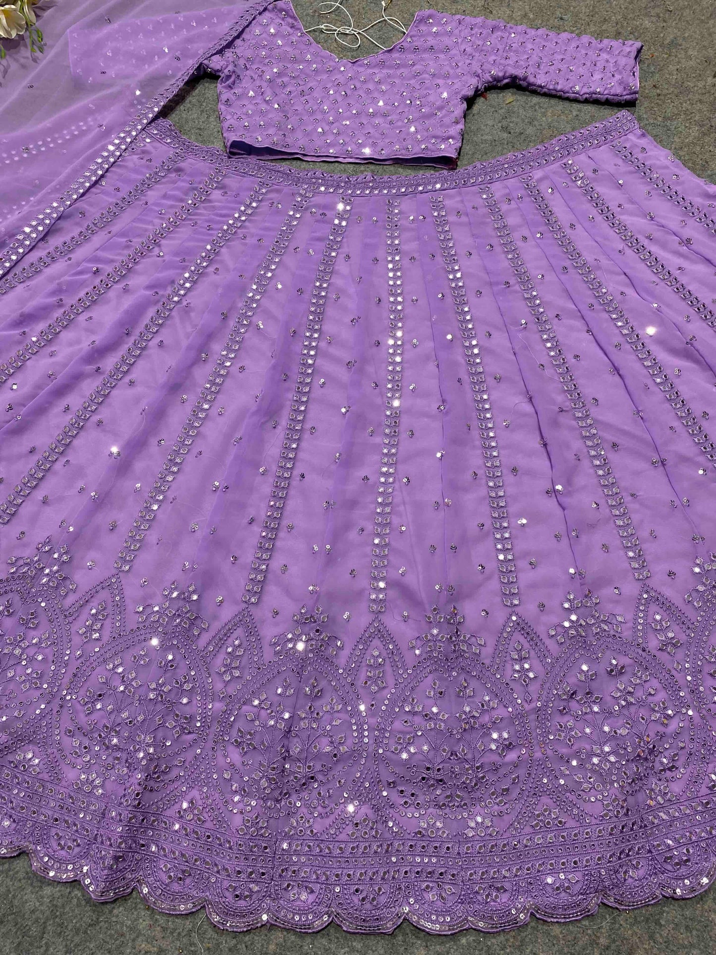 Shafnufab Women's Georgette Semi Stitched Lehenga Choli In Purple Colour SF21896