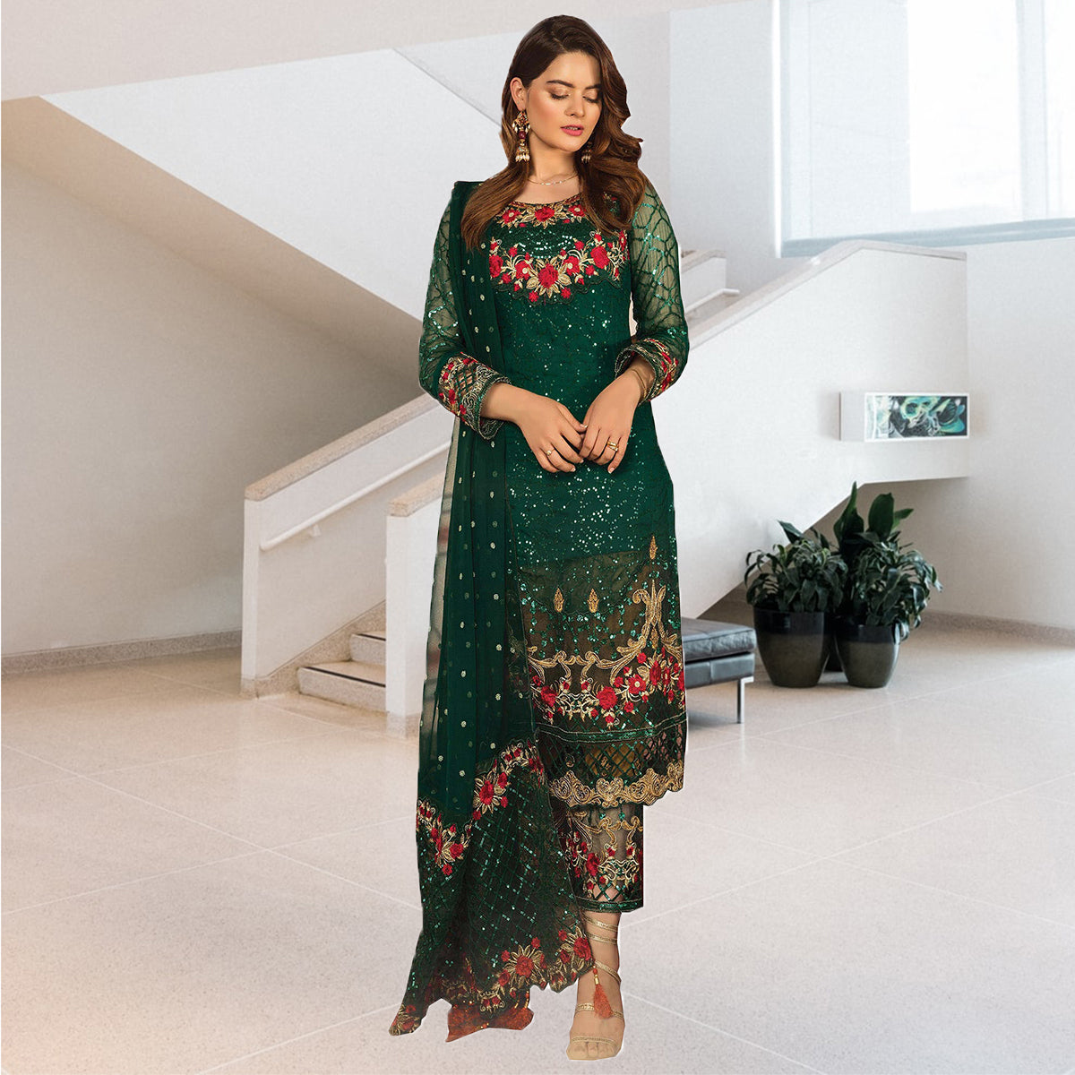 Women's Stitched Semi Stitched Suit with Heavy Embroidery Work Dupatta Shafnu Fab Women's Stitched Semi Stitched Suit with Heavy Embroidery Work Dupatta Shafnu Fab