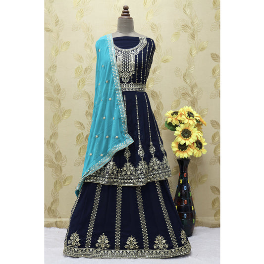Shafnufab Blue Indian Pakistani rich look georgette salwar kameez suit