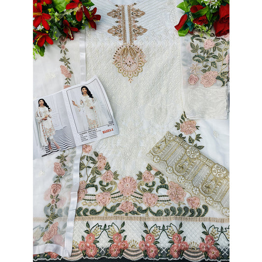 Shafnufab Charizma Georgette Pakistani Suits Collection In White Colour