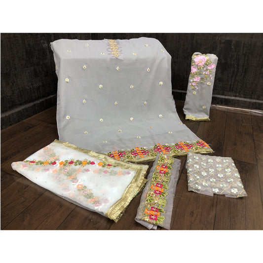 Shafnufab Grey Straight Cut Salwar Kameez