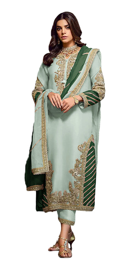 Shafnufab Women's Georgette Semi Stitched Lehenga Choli  In  Light Green  Colour SF171745