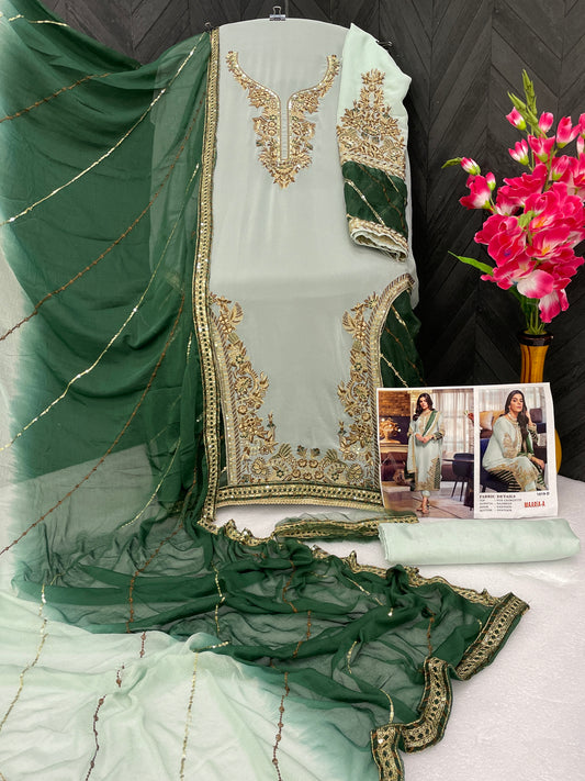Shafnufab Women's Georgette Semi Stitched Lehenga Choli  In  Light Green  Colour SF171745