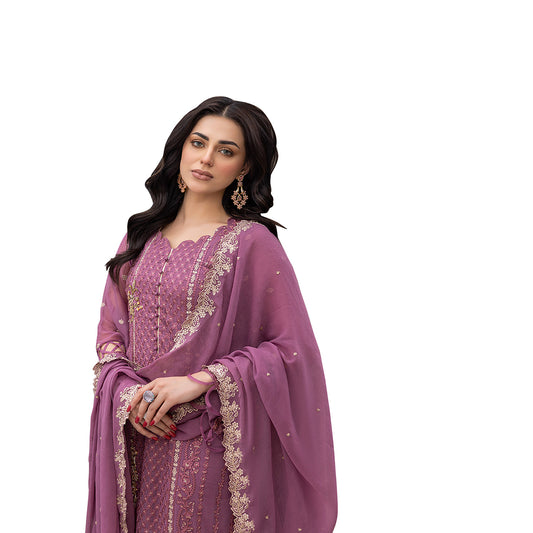 Shafnufab Women's  Georgette Semi-Stiched Pakistani Suit (SF171845 Purple Free Size )