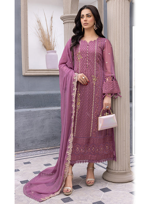 Shafnufab Women's  Georgette Semi-Stiched Pakistani Suit (SF171845 Purple Free Size )