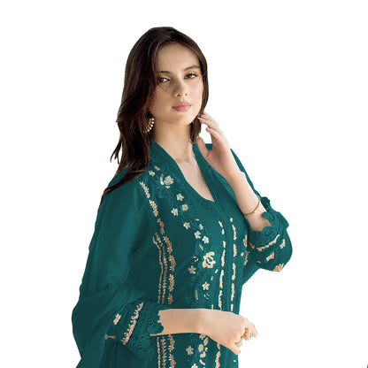 Shafnufab  WOMEN'S Georgette  Semi-Stiched Pakistani Suit (SF-171939 Light Green Free Size )