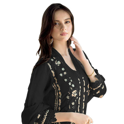Shafnufab  WOMEN'S Georgette  Semi-Stiched Pakistani Suit (SF-171939 Light Green Free Size )