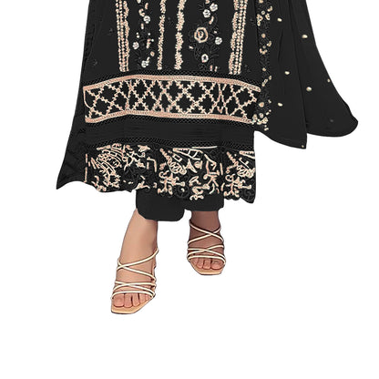 Shafnufab  WOMEN'S Georgette  Semi-Stiched Pakistani Suit (SF-171939 Light Green Free Size )