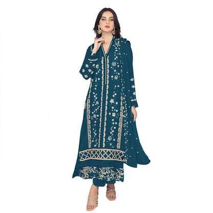 Shafnufab  WOMEN'S Georgette  Semi-Stiched Pakistani Suit (SF-171939 Light Green Free Size )