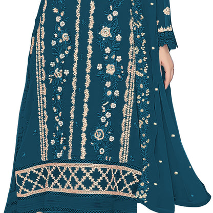 Shafnufab  WOMEN'S Georgette  Semi-Stiched Pakistani Suit (SF-171939 Light Green Free Size )