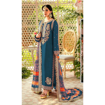 Shafnufab  WOMEN'S Georgette  Semi-Stiched Pakistani Suit (SF-171939 Light Green Free Size )