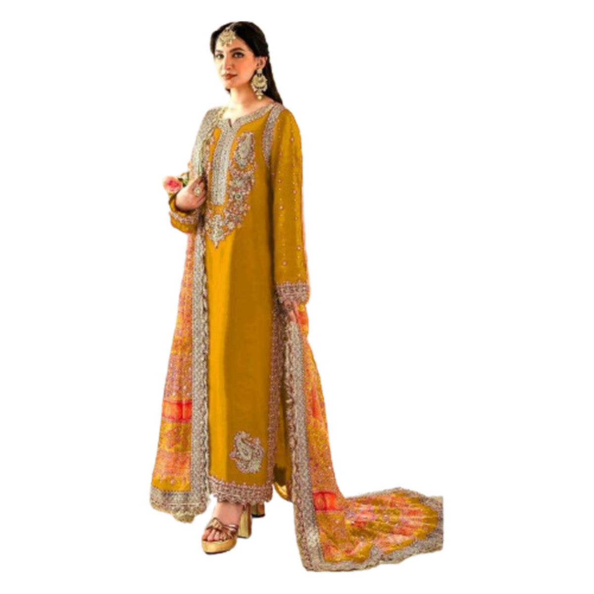 Shafnufab  WOMEN'S Georgette  Semi-Stiched Pakistani Suit (SF-171939 Light Green Free Size )