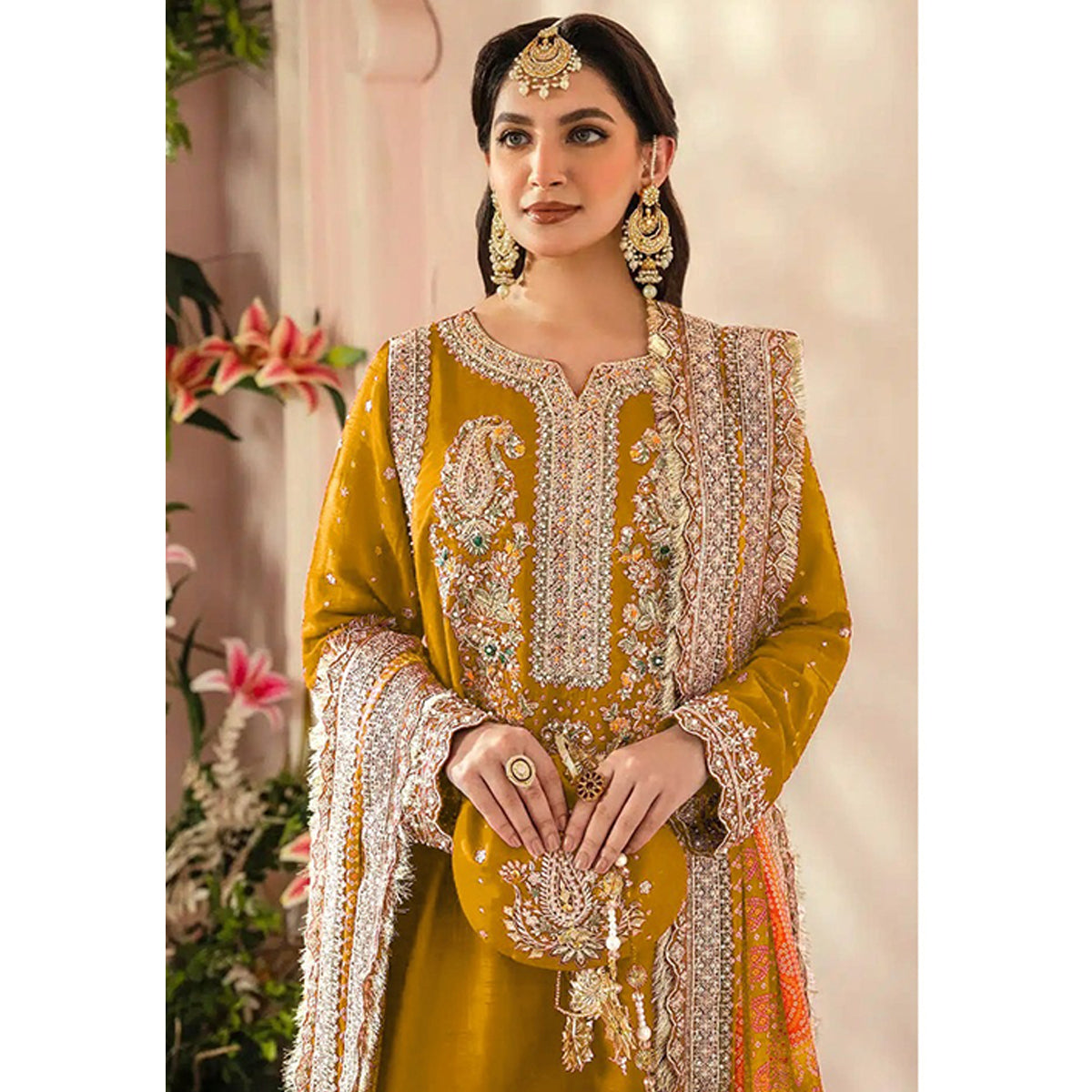 Shafnufab  WOMEN'S Georgette  Semi-Stiched Pakistani Suit (SF-171939 Light Green Free Size )