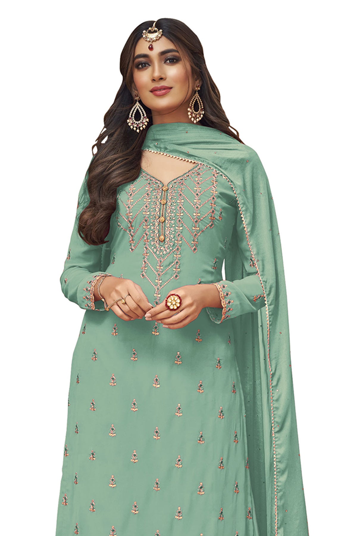 SHAFNUFAB Women's Georgette Ethnic Wear for WomenSemi StitchedSalwarSuit   SF201153  Diwali Outfit Bridal Blue  Colour Indian CasualWearSalwarSuit IN Eid