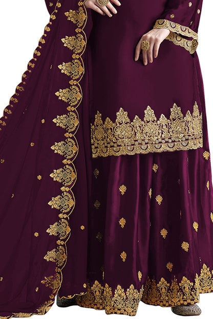 SHAFNUFAB Women's Georgette Ethnic Wear for WomenSemi StitchedSalwarSuit   SF201163  Diwali Outfit Bridal Purple1  Colour Indian CasualWearSalwarSuit IN Eid