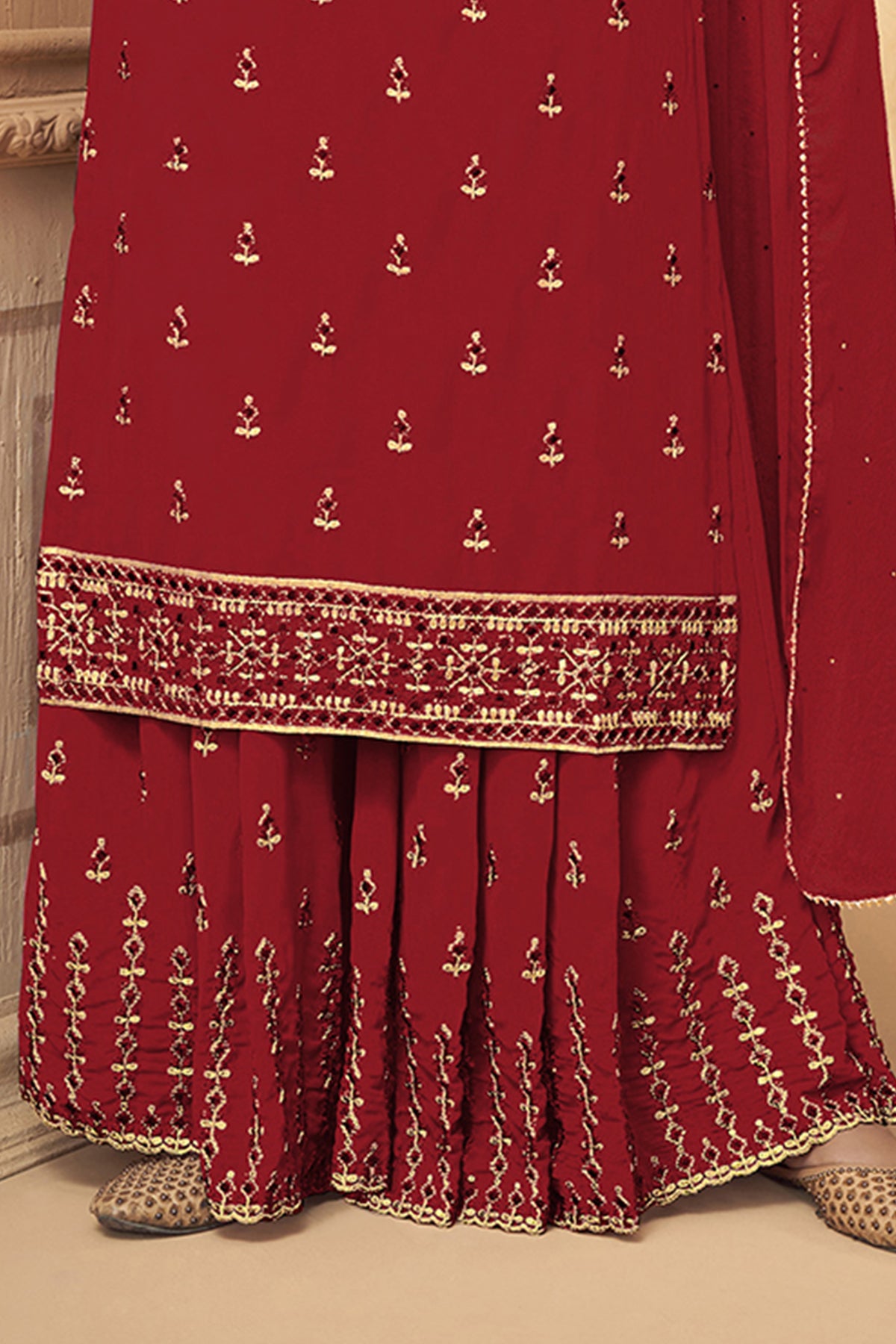 SHAFNUFAB Women's Georgette Ethnic Wear for WomenSemi StitchedSalwarSuit   SF201182  Diwali Outfit Bridal Maroon  Colour Indian CasualWearSalwarSuit IN Eid