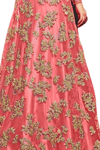 SHAFNUFAB Women's Net Ethnic Wear for WomenSemi StitchedSalwarSuit   SF20131  Diwali Outfit Bridal Pink  Colour Indian CasualWearSalwarSuit IN Eid