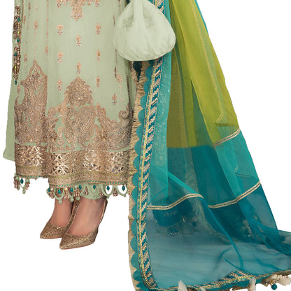 SHAFNUFAB Women's Georgette Ethnic Wear for WomenSemi StitchedSalwarSuit   SF201319  Diwali Outfit Bridal Green  Colour Indian CasualWearSalwarSuit IN Eid