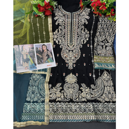 SHAFNUFAB Women's Georgette Ethnic Wear for WomenSemi StitchedSalwarSuit   SF201322  Diwali Outfit Bridal Black  Colour Indian CasualWearSalwarSuit IN Eid