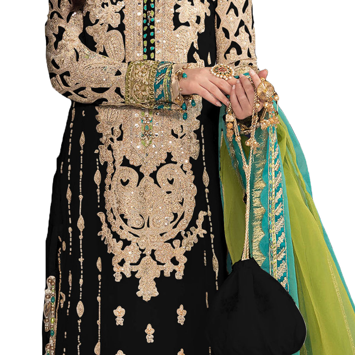 SHAFNUFAB Women's Georgette Ethnic Wear for WomenSemi StitchedSalwarSuit   SF201322  Diwali Outfit Bridal Black  Colour Indian CasualWearSalwarSuit IN Eid