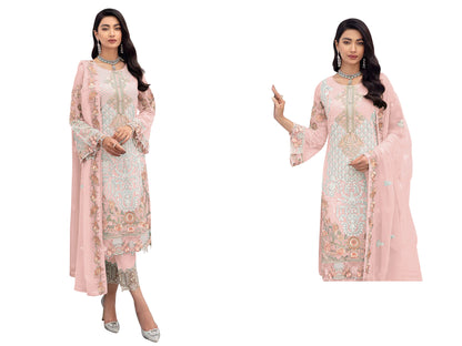 SHAFNUFAB Women's Georgette Ethnic Wear for WomenSemi StitchedSalwarSuit   SF201325  Diwali Outfit Bridal Pink1  Colour Indian CasualWearSalwarSuit IN Eid