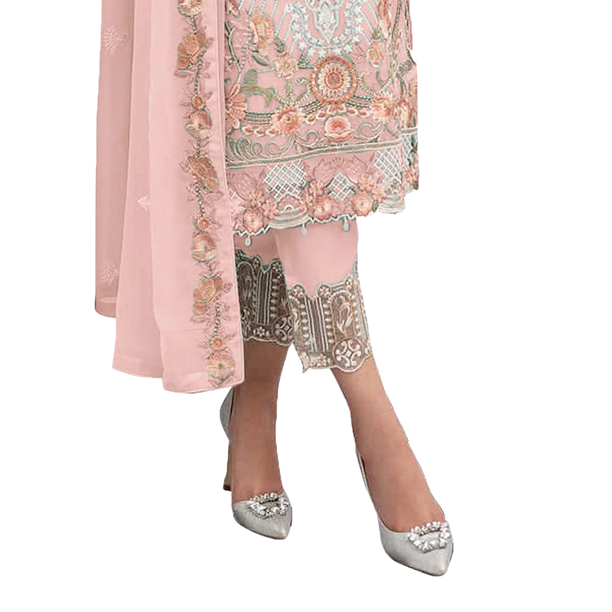 SHAFNUFAB Women's Georgette Ethnic Wear for WomenSemi StitchedSalwarSuit   SF201325  Diwali Outfit Bridal Pink1  Colour Indian CasualWearSalwarSuit IN Eid