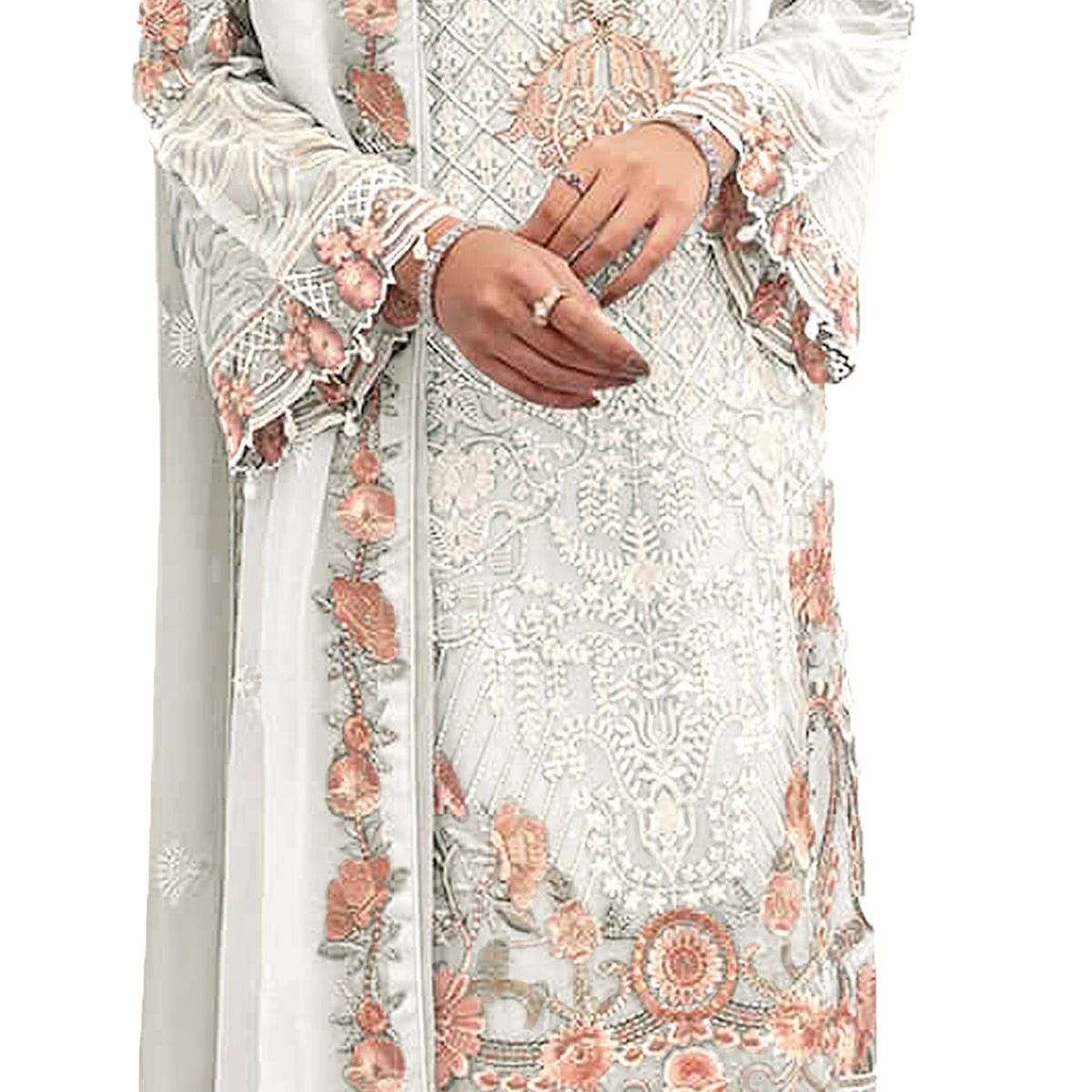 SHAFNUFAB Women's Georgette Ethnic Wear for WomenSemi StitchedSalwarSuit   SF201326  Diwali Outfit Bridal White1  Colour Indian CasualWearSalwarSuit IN Eid